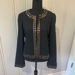Tory Burch 100% heather black wool jacket